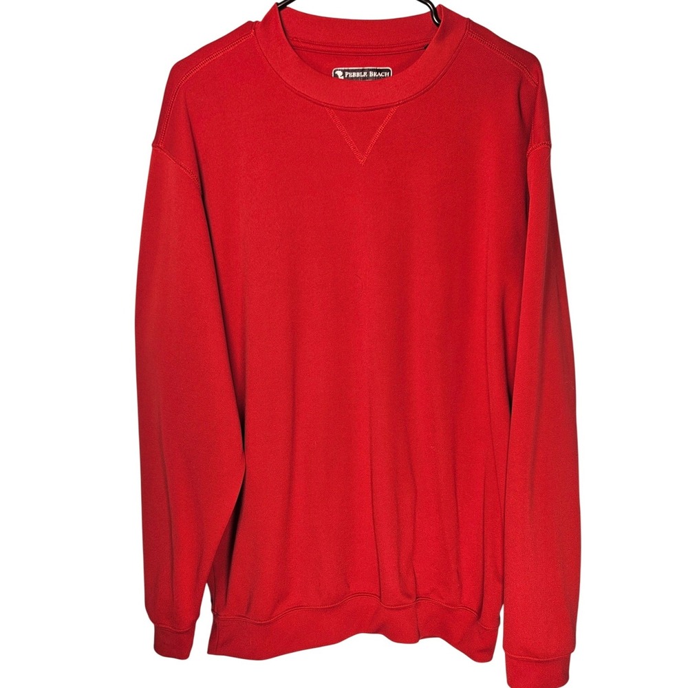 Pebble Beach Performance Mens Large Red Crewneck Sweatshirt Large Golf Gorpcore